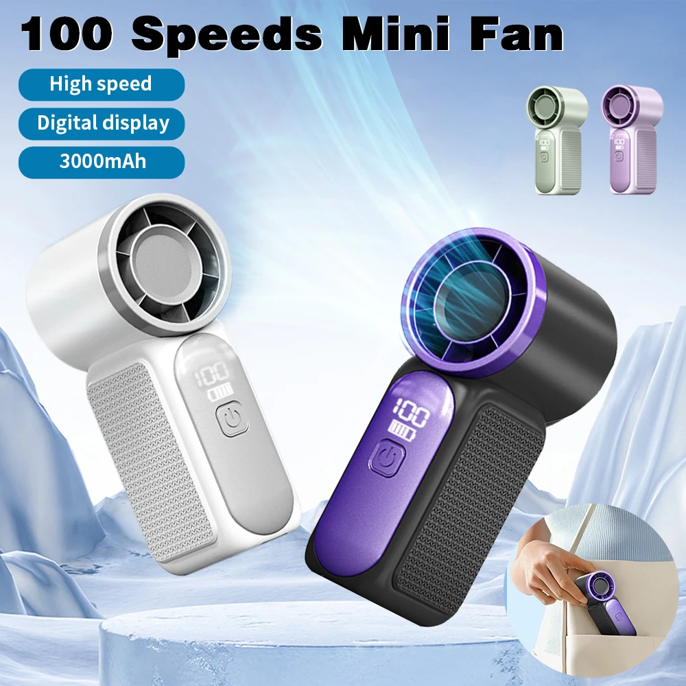 Compact Foldable Turbo Pocket Cooling Fan Handheld Use 5 Speed Settings Wind Flow Type C USB Charging Lasting Portable Cooler