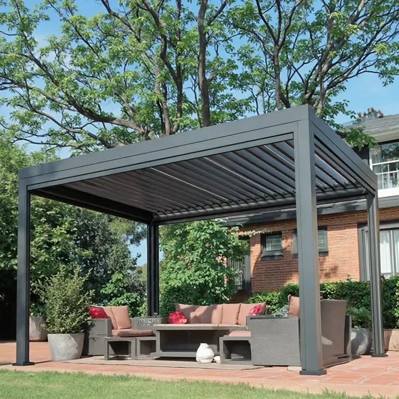 Aluminum Louvered Pergola Kit for Outdoor Garden Waterproof Shading Canopy Motorized Pavilion Gazebo Bioclimatic Pergola
