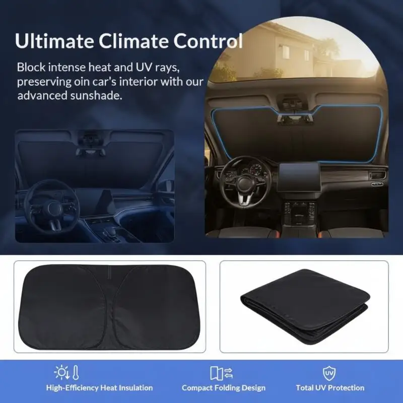 1Pcs Front Sunshade Summer Window Visor Protection Car Sun Shade Cover Foldable Curtains Summer Cooling UV Refletive Accessories