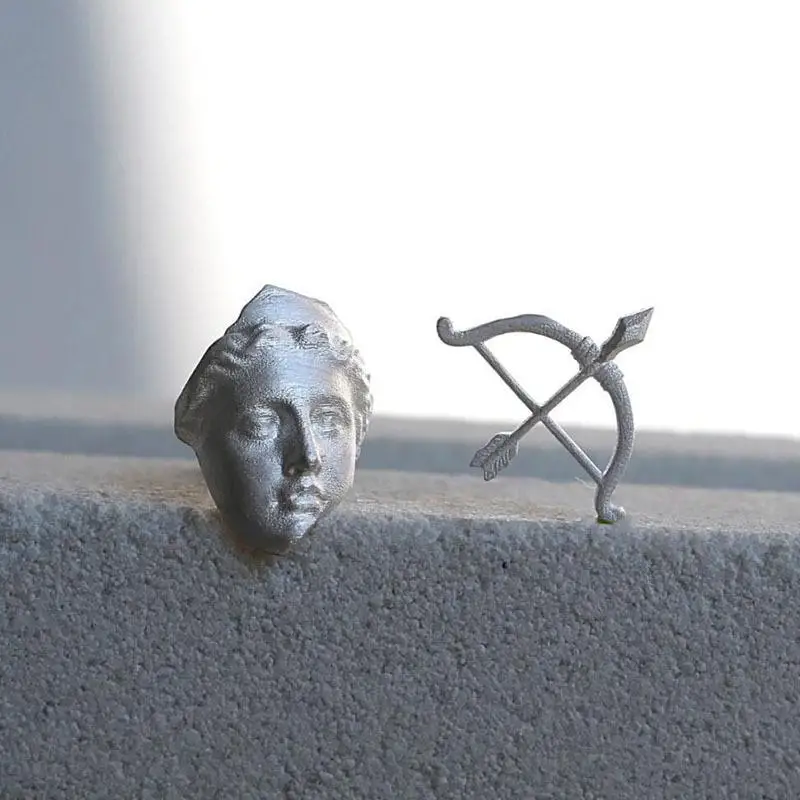 Vintage Carve Portrait Artemis Bow And Arrow Stud Earrings For Men Women Asymmetrical Earrings Jewelry Accessories