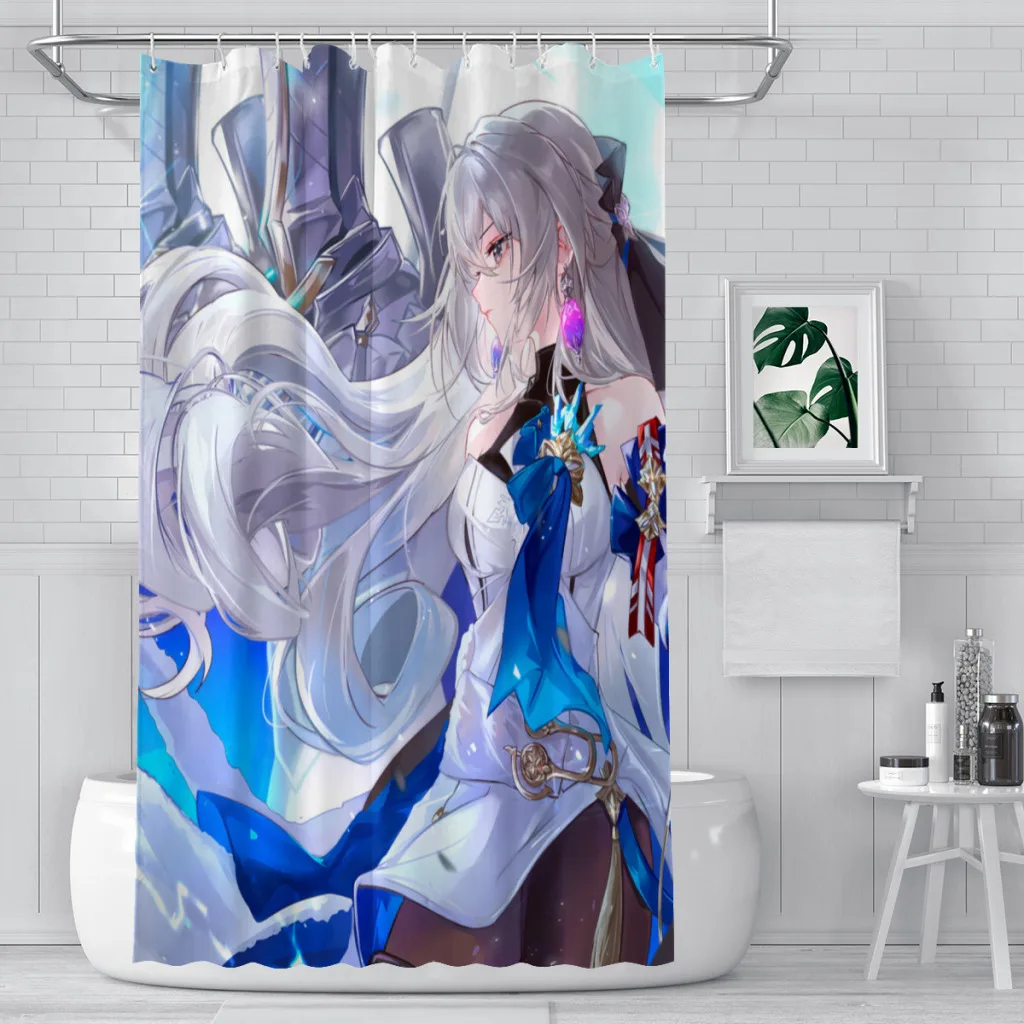 Bronya Zaychik Shower Curtains Honkai Star Rail Waterproof Fabric Funny Bathroom Decor with Hooks Home Accessories