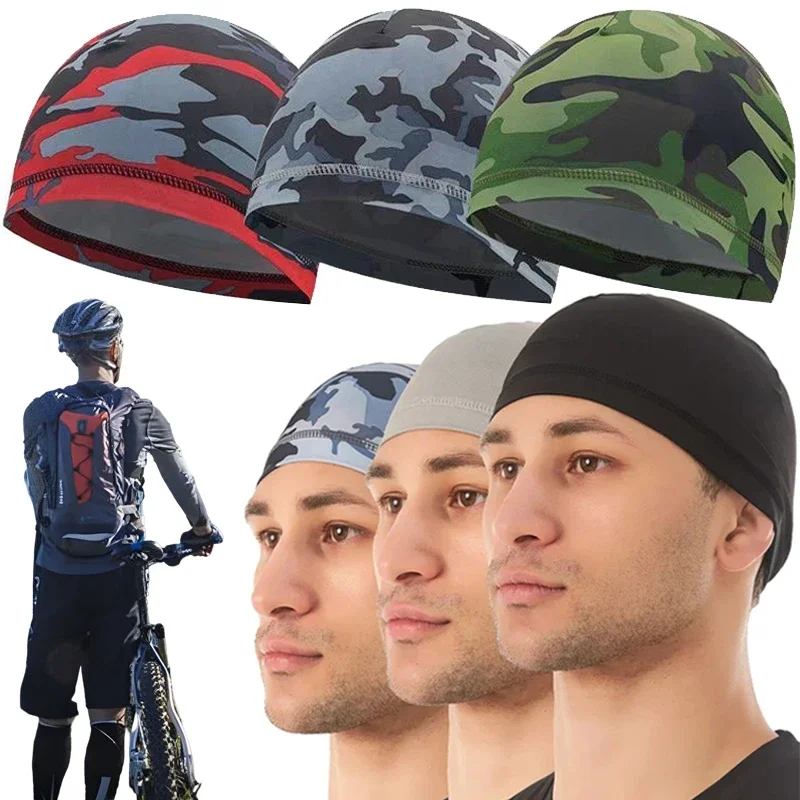 Summer Cycling Skull Cap for Men Motorcycle Bike Anti-Sweat Sports Cap Outdoor Running Hat Quick Dry Bicycle Headscarf Head Cap