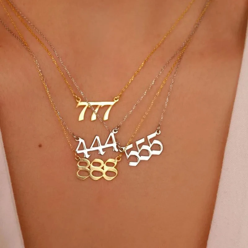 Stainless Steel Angel Number Necklaces 111 222 333 444 Devil Necklace 555 777 888 999 666 Pendant Choker Aesthetic Jewelry image 4