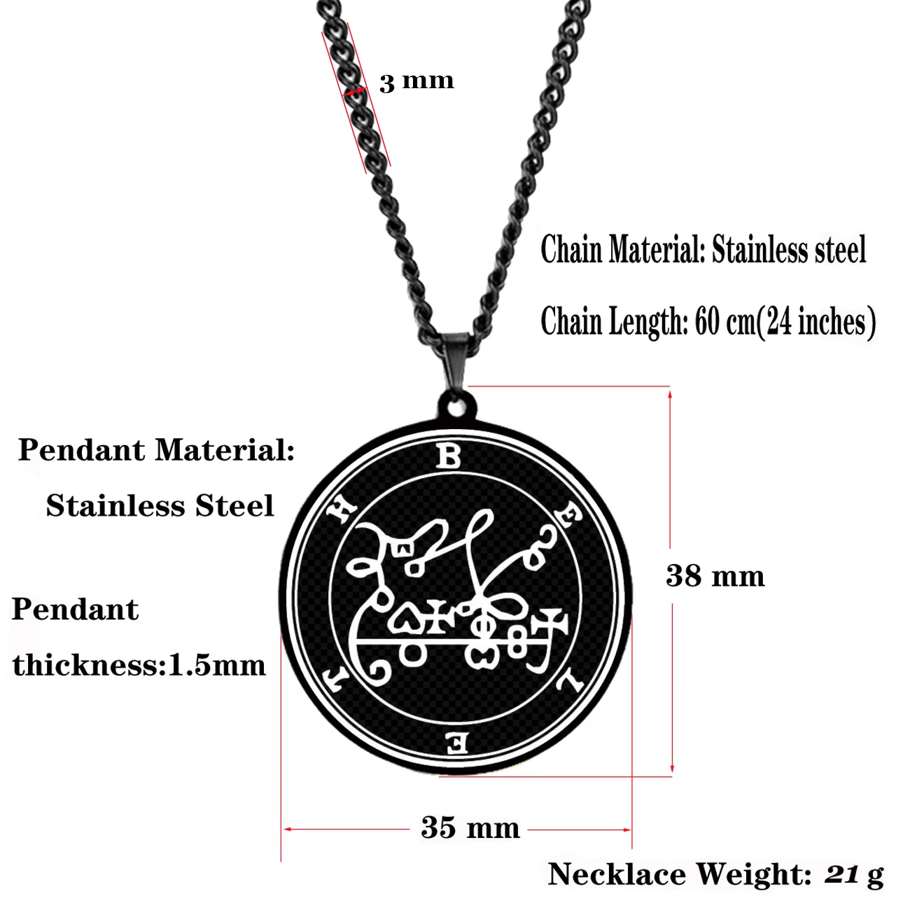 Black Color King Asmoday Sigil Demon Origins Seal Lesser Key of Solomon Goetia Amulet Talisman Stainless Steel Pendant Necklace