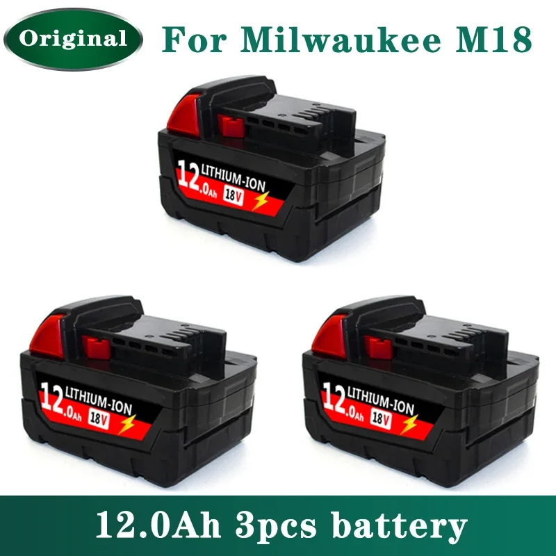 

Original For Milwaukee M18 Power Tool Battery, Charger, BR, XC, 18V, 12000mAh M18B5, 48-11-1860, Built-in 21700 Battery