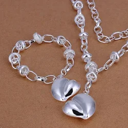 High Quality Gorgeous S014 Silver Color Jewelry Sets Lovely Peach Heart Charm Christmas Gifts Fashion Jewelry