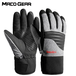 Guantes de esquí ultraligeros para hombre y mujer, manoplas deportivas cálidas de invierno, de cuero PU, antideslizantes, impermeables, para pantalla táctil, para Snowboard, de dedo completo