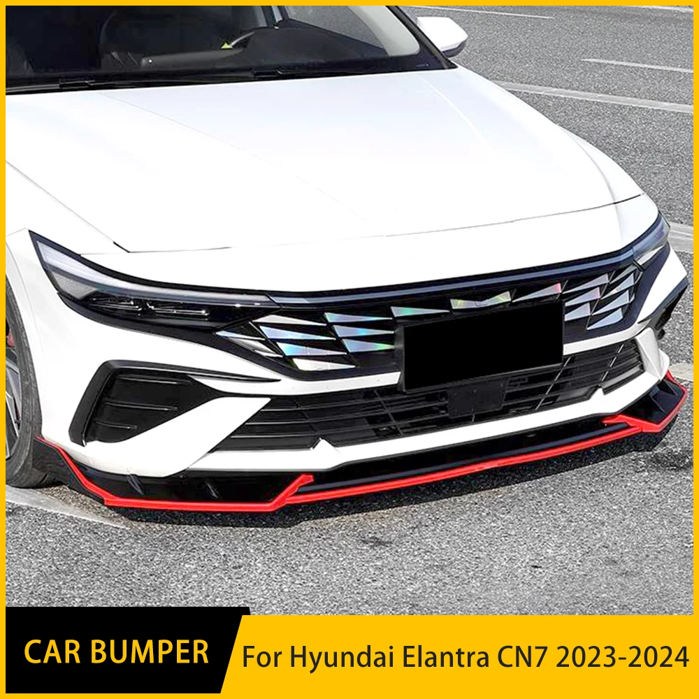 For Hyundai Elantra CN7 Front Bumper Lip Body Kit Spoiler Diffuser Deflector 2023-24 High Quality Sports Modification Accessory