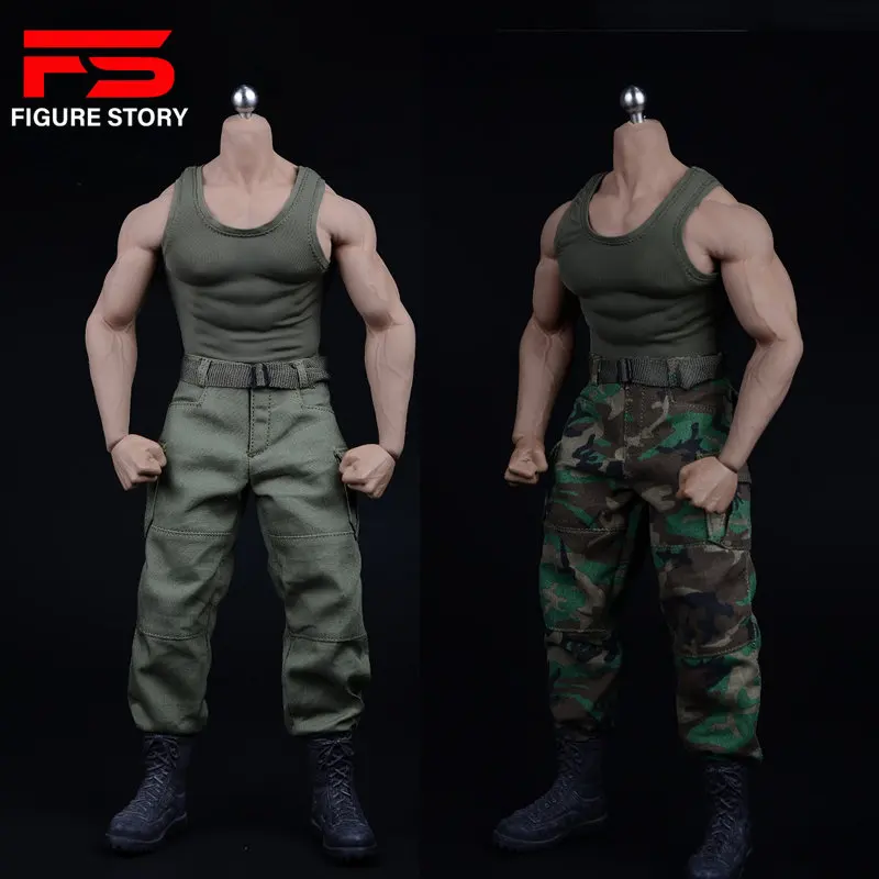 

1/6 Scale Male Combat Suit Soldier Vest Pants Belt Clothes Set for 12'' TBLeague Strong Body Figure M35 M34 jiaou doll DIY t