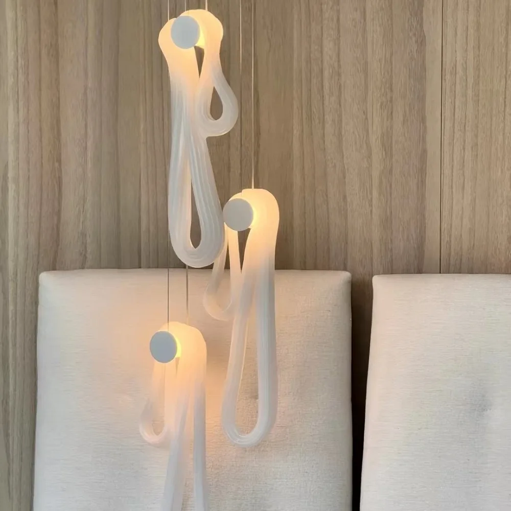 Modern Minimalist Glass Pendant Light with Tassel, Bedroom Bedside Lamp, Staircase Lighting, with An Ancient Style