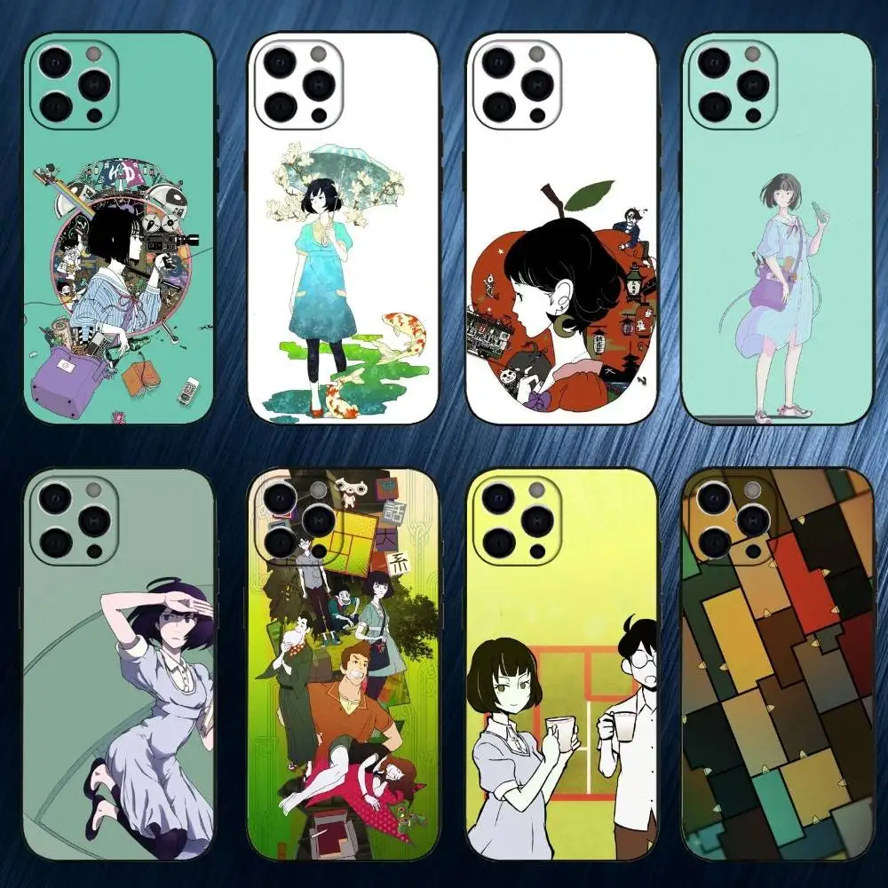 

The tatami galaxy Phone Case For iPhone 17,16,15,14,13,12,11 Plus,Pro Max, Soft Silicone Black Cover