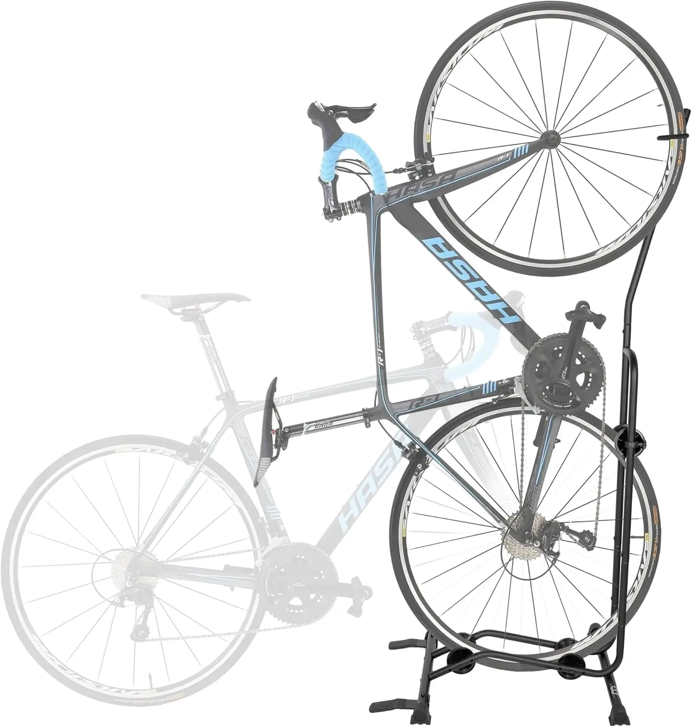 

Vertical & Horizontal Bike Storage Rack for Wheels up to 29", Safe Floor Stand with Adjustable Rollers