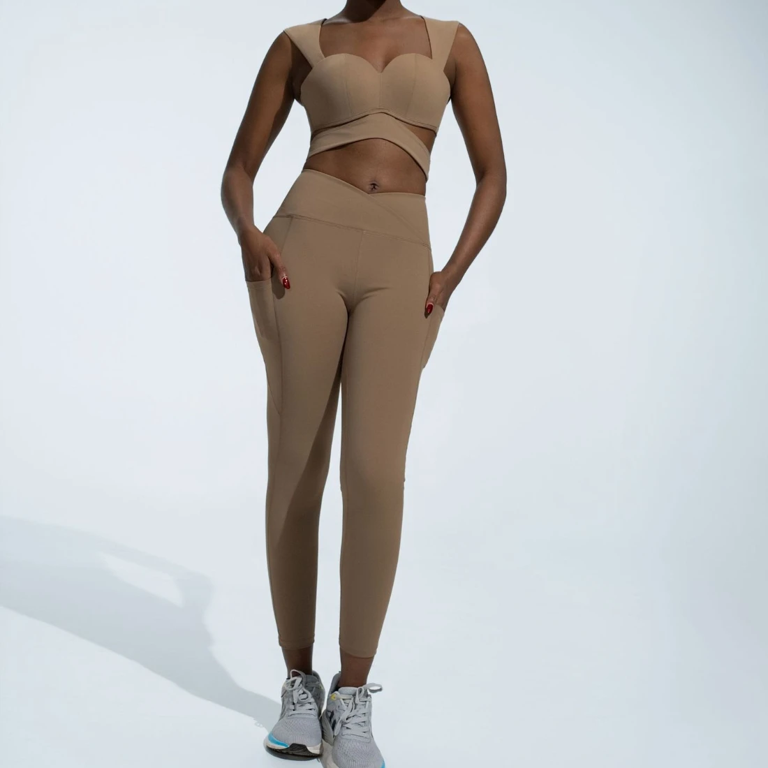 

1/2 шт., женский спортивный костюм с высоким нейлоновым карманом, комплект для йоги, спортивная одежда для тренировок, леггинсы с высокой талией для тренажерного зала, спортивные костюмы для фитнеса