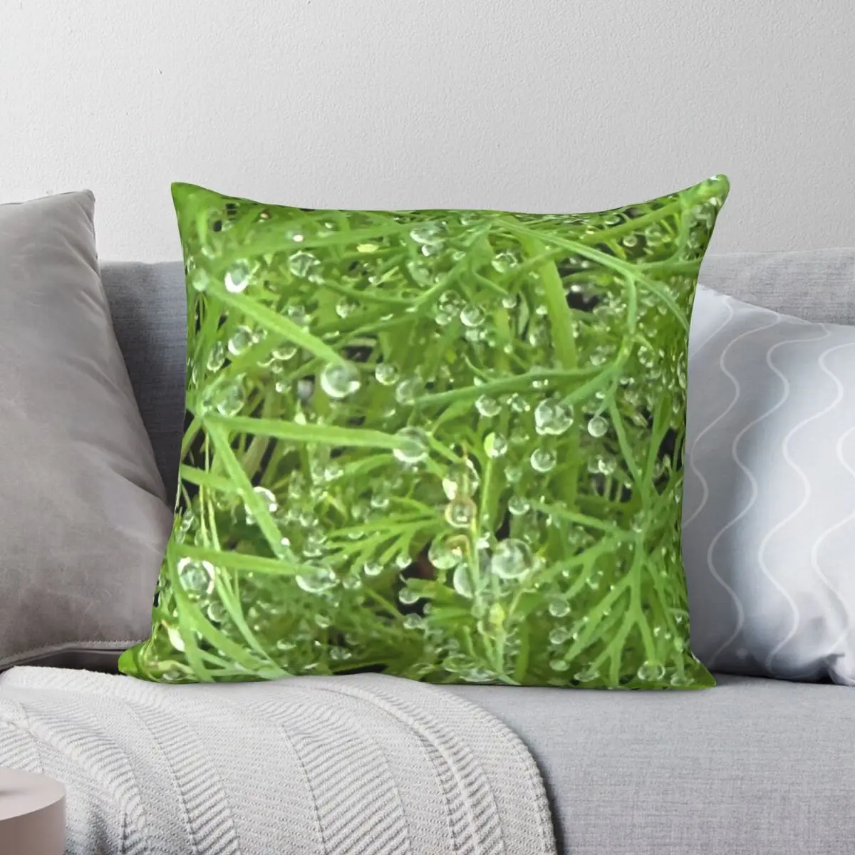 Water On Dill Botanical Square Pillowcase Polyester Linen Velvet Printed Decor Throw Pillow Case Sofa Cushion Cover Wholesale