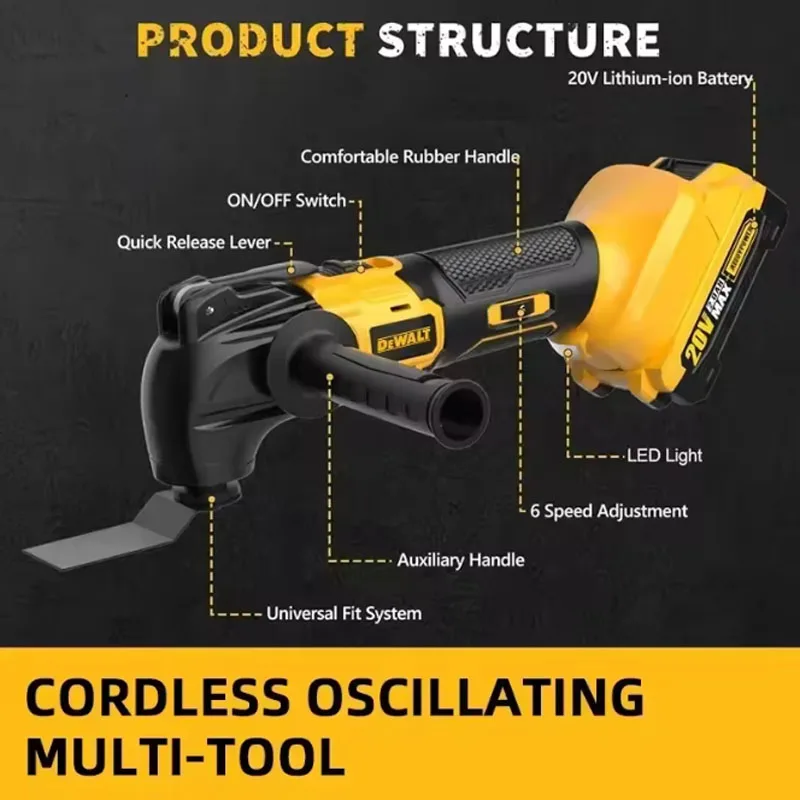 DEWALT DCS356 Brushless Oscillating Multi-Tool, Rechargeable, Quick Blade Change for Sanding Trimming Grinding Cutting Jobs