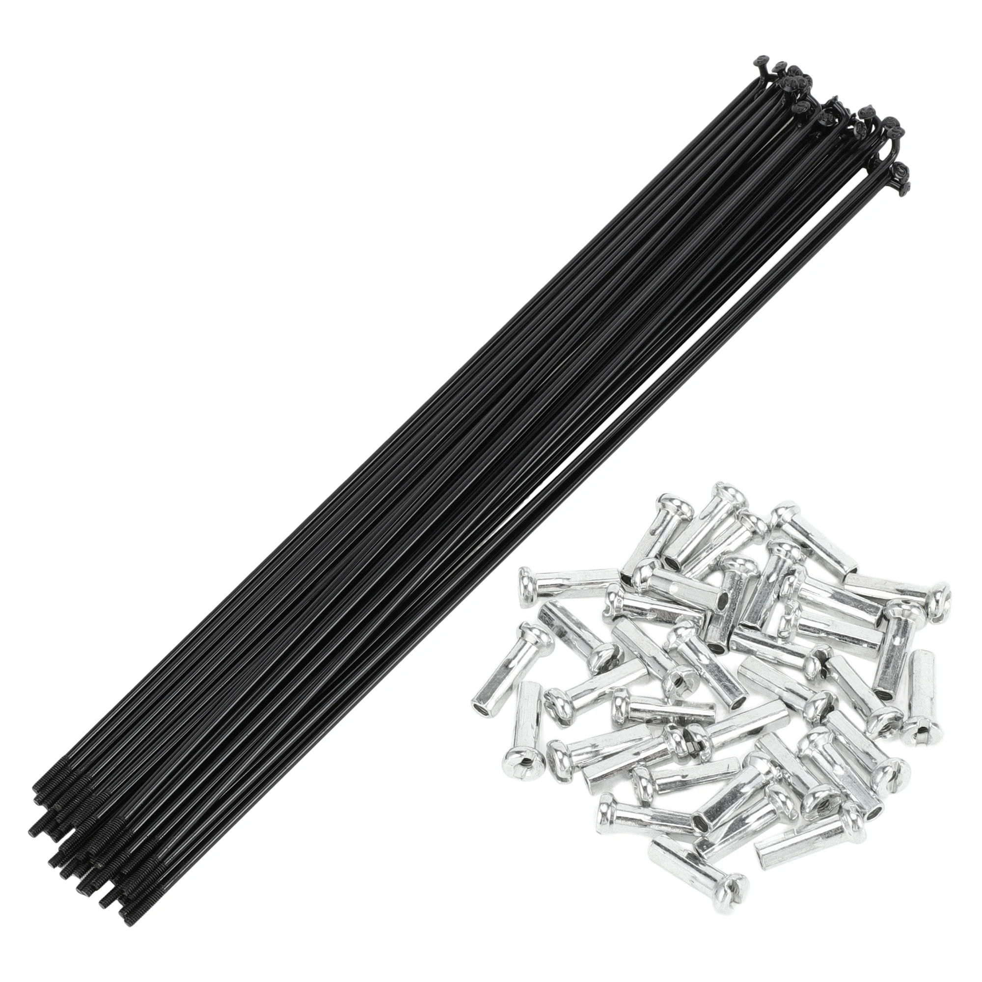 X Autohaux Universal-Fahrradspeichen, Fahrradradspeichen, 14 G, 273 mm, 277 mm, 283 mm, 287 mm, 291 mm, 295 mm, 299 mm Länge, Kohlenstoffstahl, Schwarz – Detail 6
