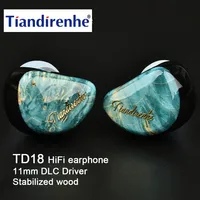 Tiandirenhe TD18 Stabilized Wood In-Ear Earphone 11mm DLC Driver IEM Earbuds 0.78mm HiFi earphones High Resolution