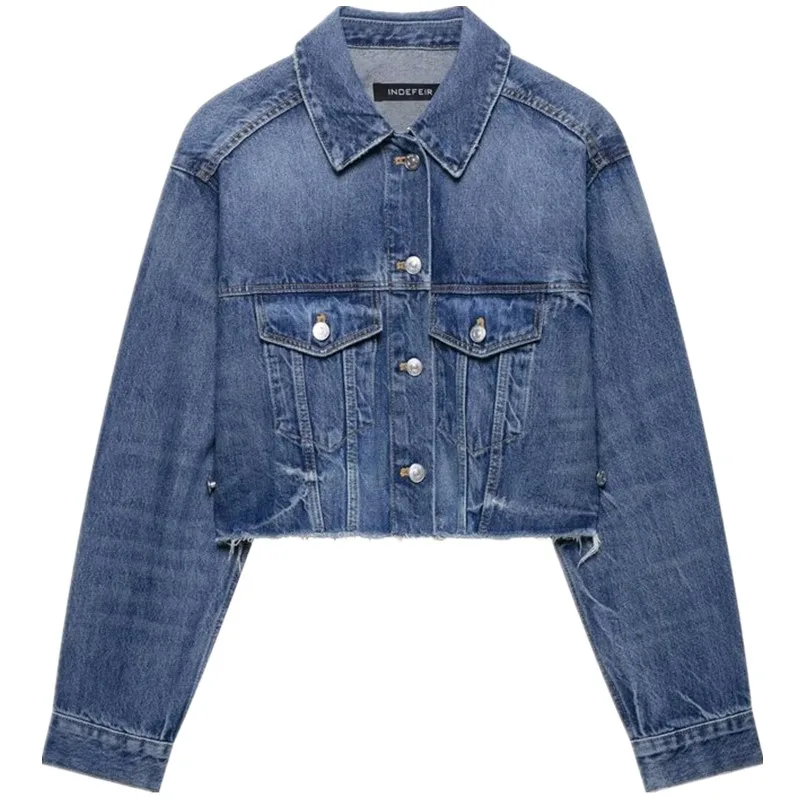 Frühling 2025, Faion Retro-Jeans mit verziertem Denim für Damen, vielseitig einsetzbar, Neuankömmling, lockere Passform, Länge, andere Mate...