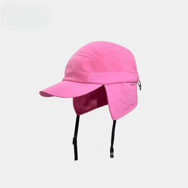 Individuell bedruckte Baseballkappe mit gesticktem Logo, kontrastierenden Farben und Fleece-Ohrschutz für den Winter, warme Bombermütze für Herren zum Reiten – Detail 3