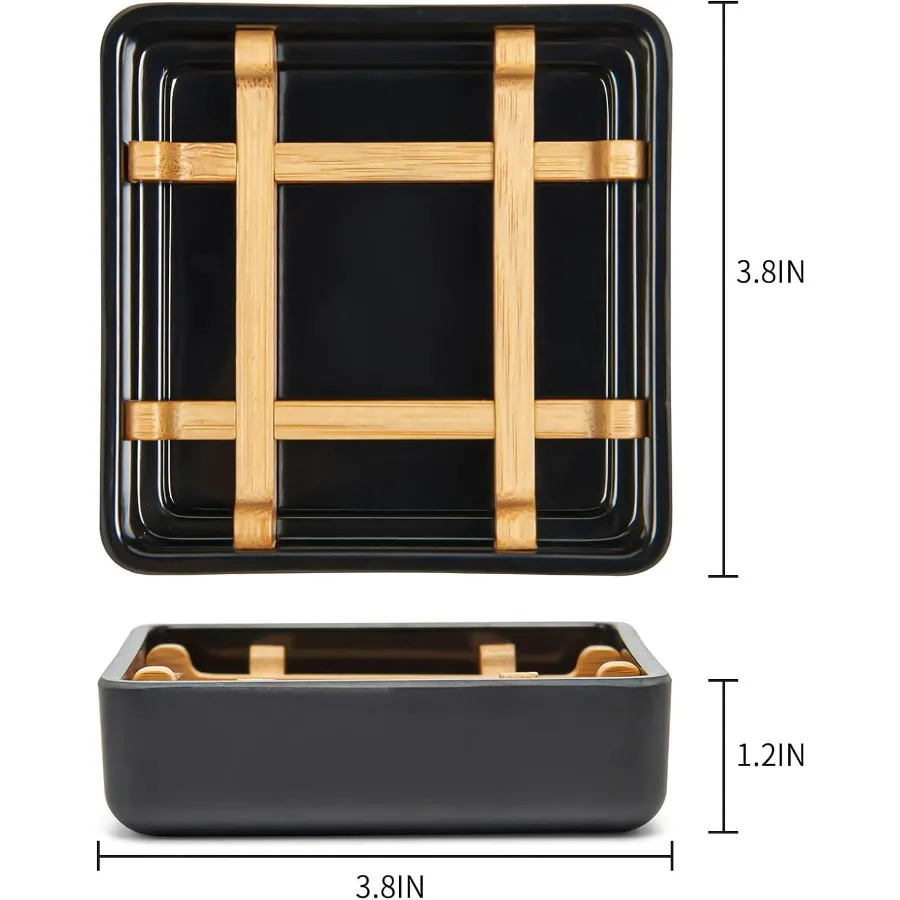 Portasapone in bambù per portasapone da bar con drenaggio progettato per lavabo da bagno e doccia, portasapone compatto in legno con r