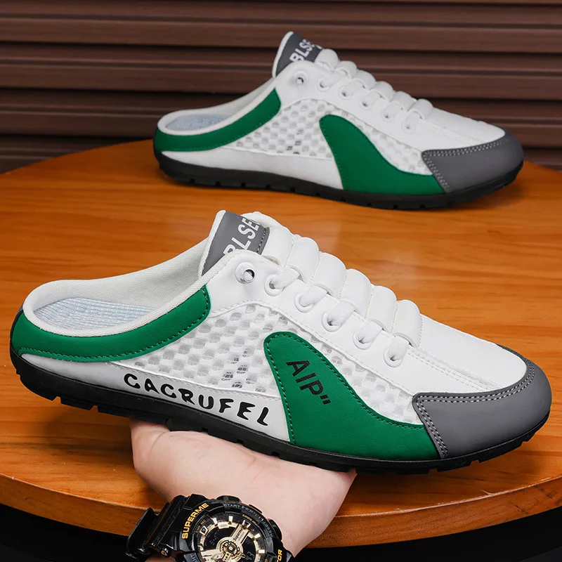 

Men's Slippers 2025 Summer New Baotou Sandals Casual Breathable Beach Shoes Men's Trend Versatile Mesh Shoes
