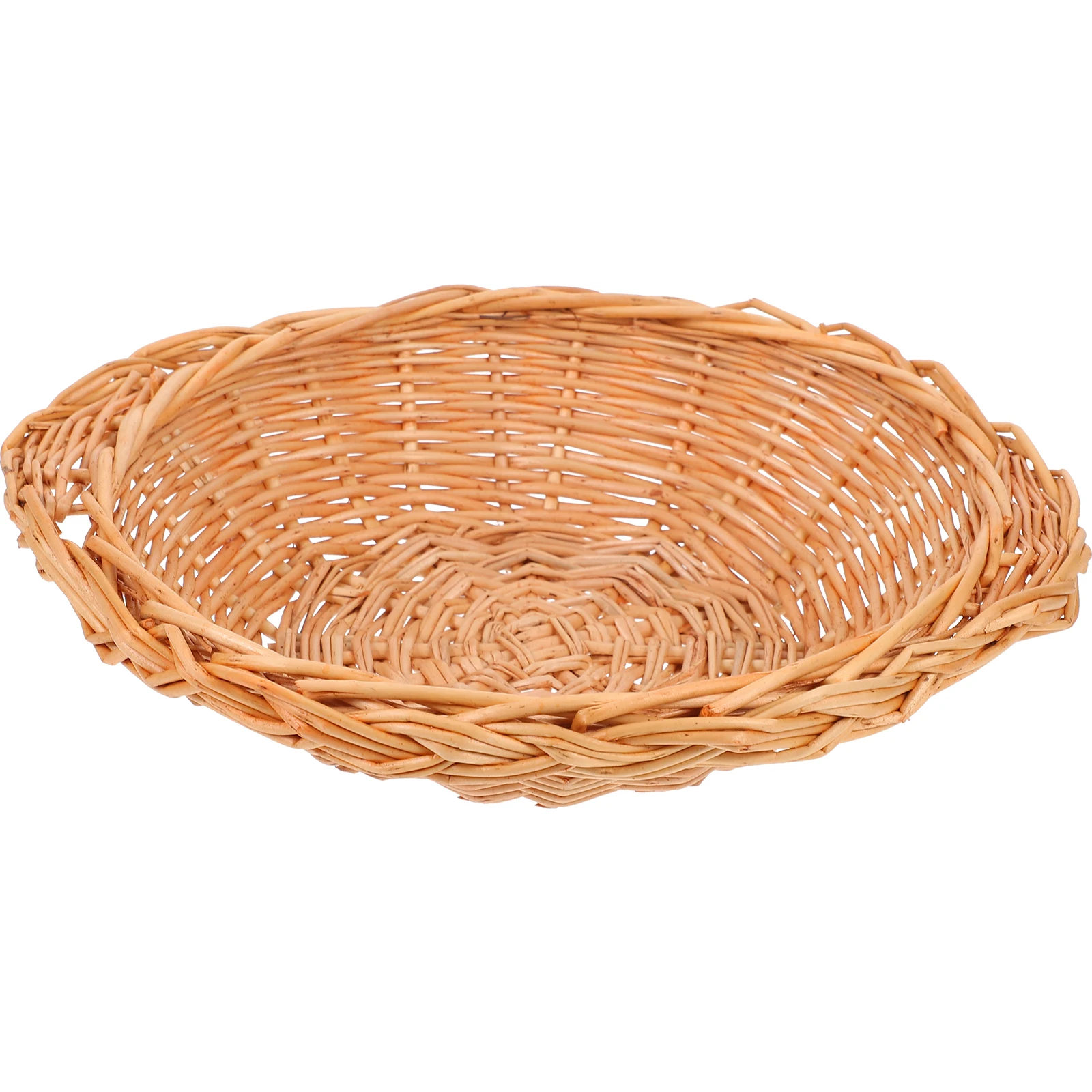 

Woven Wicker Basket 18cm Double Ear Casserole Natural Material Home Restaurant Picnic Fruit Bread Storage Decorative