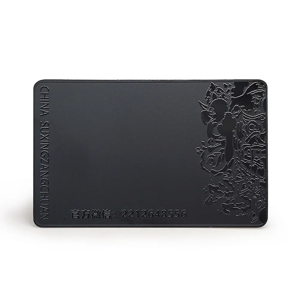 

Матовая черная членская подарочная карта из нержавеющей стали с цветной печатью, пустая металлическая визитная карточка с именем