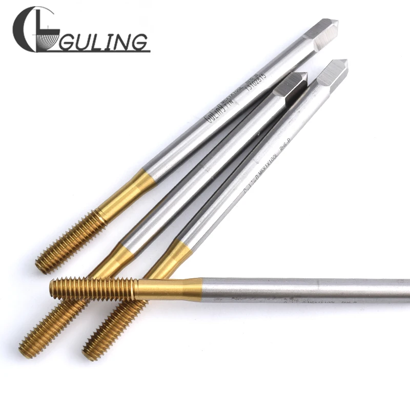GULING HSSE-M42 Long Shank 70mm 80mm 100mm 150mm With TIN Forming Tap M0.8 M1M1.4M1.6M2M2.5M2.6 M3-M12 Machine Screw Thread Taps