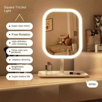 Unique Designer Vanity Mirror Three ColorsLEDLight Makeup Mirror Touch Control Desktop Mirror Bedroom Dressing Mirror 4