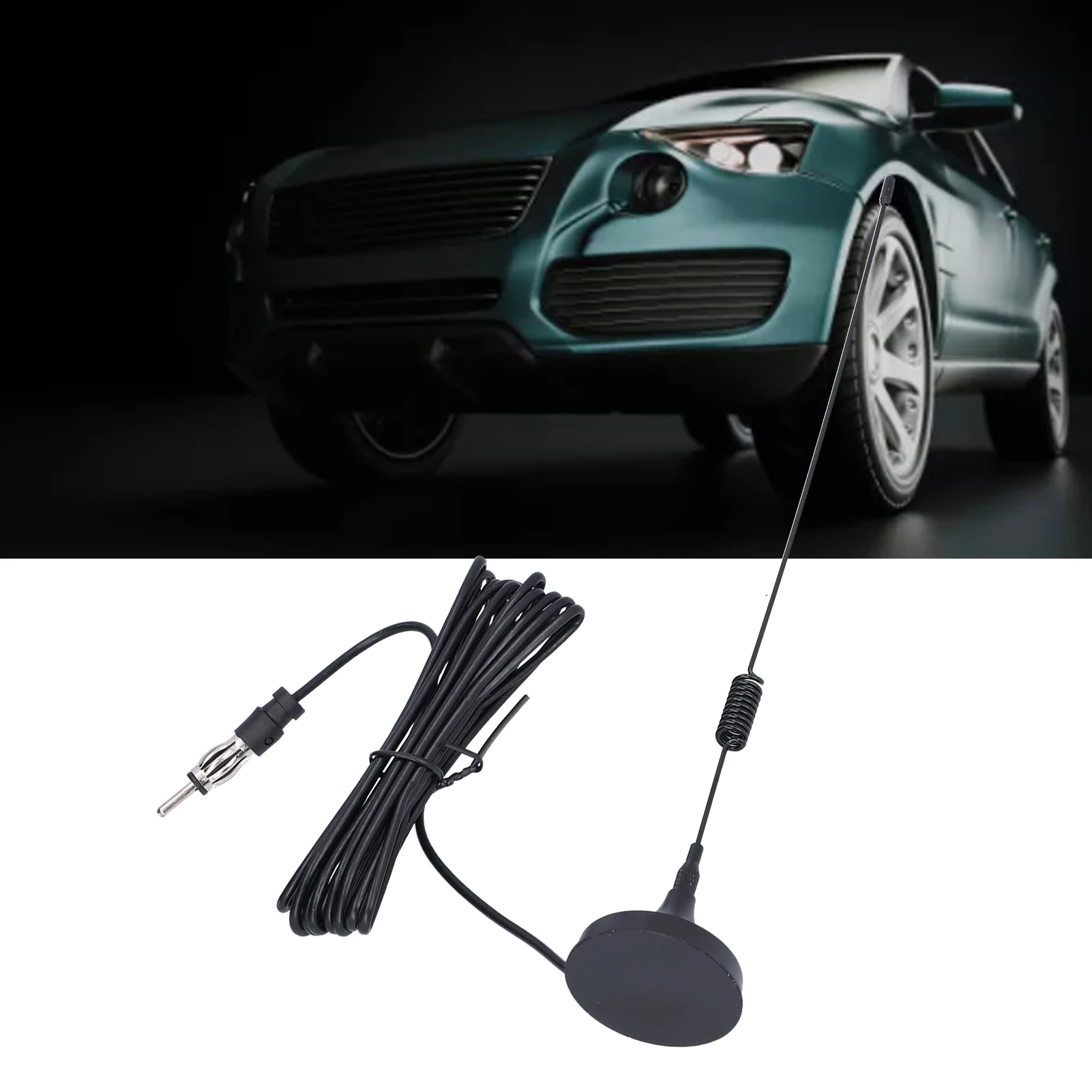 Car Radio Antenna Car Stereo Antenna High Frequency Strong Magnetic Base for Radio Signals Enhancement Magnetic Stereo FM Aerial