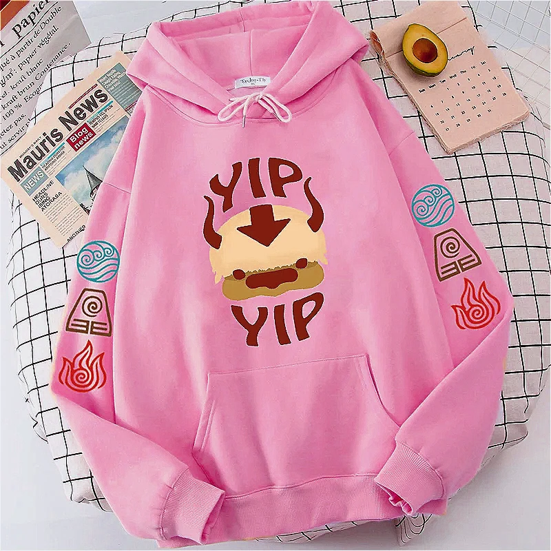 Avatar The Last Airbender Hoodie Men Women Appa YIP Letter Print Long Sleeve Autumn Anime Plus Size Sweatshirt Female Streetwear