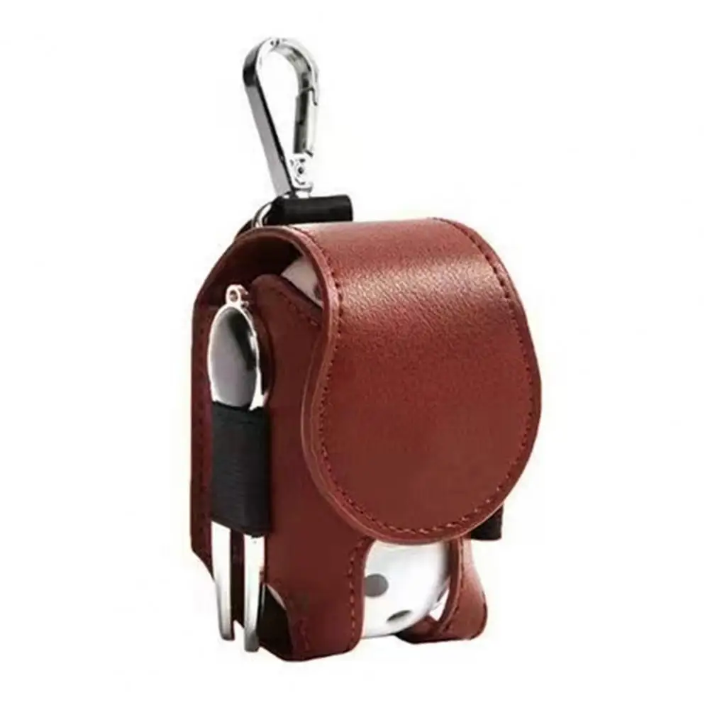 Golf Ball Waist Bag with Clip Faux Leather Golf Ball Tee Tools Accessories Organizer Pouch Holder Golf Enthusiasts Gift