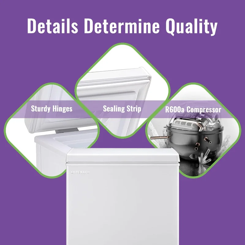 4.0 입방피트 소형 딥프리저 냉동고, 전자 디스플레이 화면 및 전자식 온도 조절 장치 포함 (정확도까지)