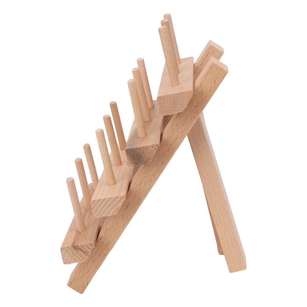 Practical 12 Spool Capacity Sewing Thread Holder Foldable Design Beech Wood Wooden Thread Rack Bobbin Organizer For Household