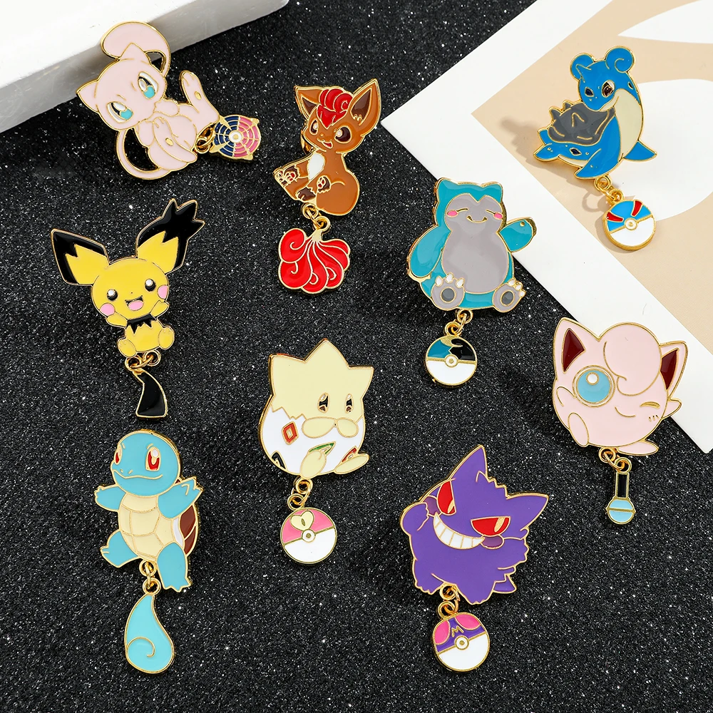 Kawaii Fantasy Monster Dangle Enamel Pins Charm Metal Lapel Brooch Badges Ideal Collectible Gift for Animation Enthusiasts