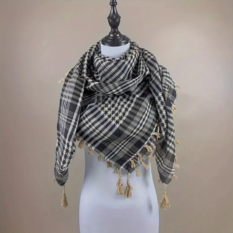 Keffiyeh tactique désert écharpe Wrap Shemagh tête cou arabe écharpe unisexe arabe Shemagh Keffiyeh Palestine écharpe