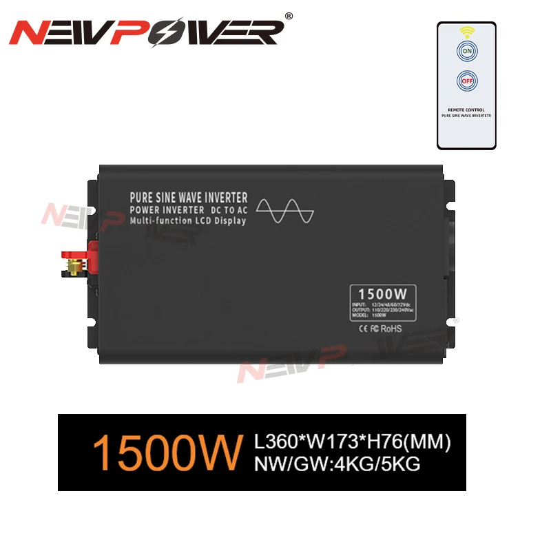 Inverter Pure Sine 1.5KW 12v 220v 24V 36V 48V 60V 72V 80V DC TO AC 110V 220V 240V 1500W Pure Sine Wave Inverter Solar Inverters