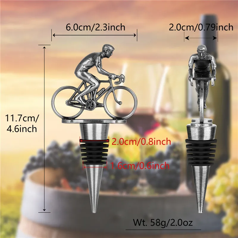 Unique Bicycle Cycling Wine Stopper Metal Bottle Stoppers for Party Kitchen Club Wedding Accessory Champagne Saver Gift