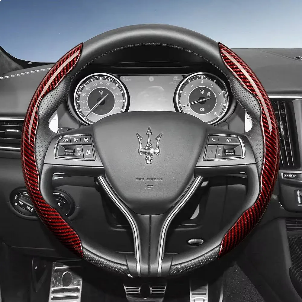 Suitable for Maserati Carbon Fiber Texture Steering Wheel Cover with Segmented Quick-Release Design, Durable