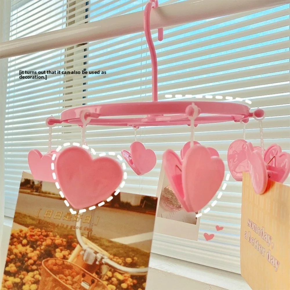 Colgador para secadora de ropa con fresas, bonito y encantador, a prueba de viento, calcetines, ropa interior, tendedero, almacenamiento de corazón para el hogar