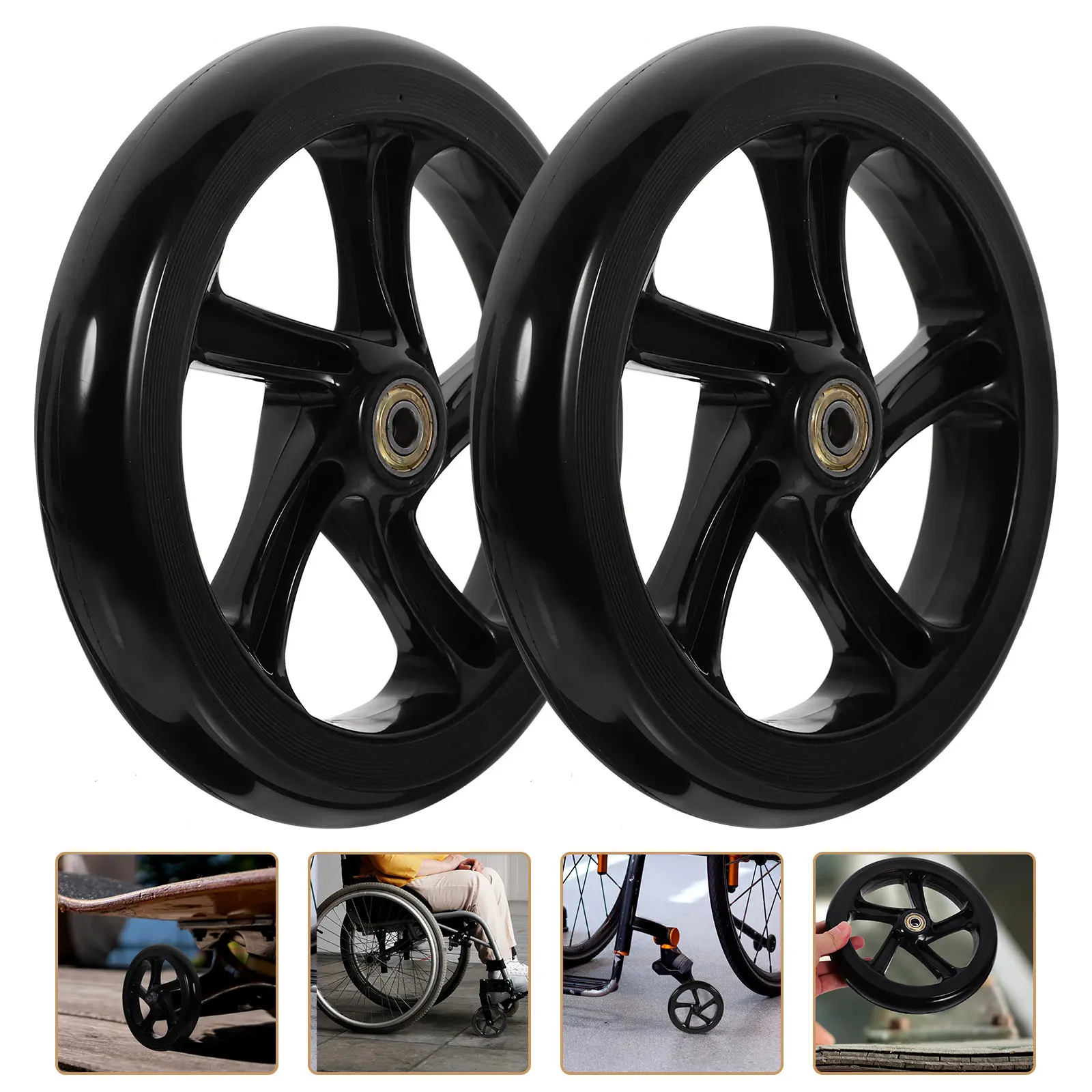 

2Pcs PU Scooter Wheels Wear-Resistant Replacement Professional for Skateboard Stunt Kick Scooter Electric Wheelchair