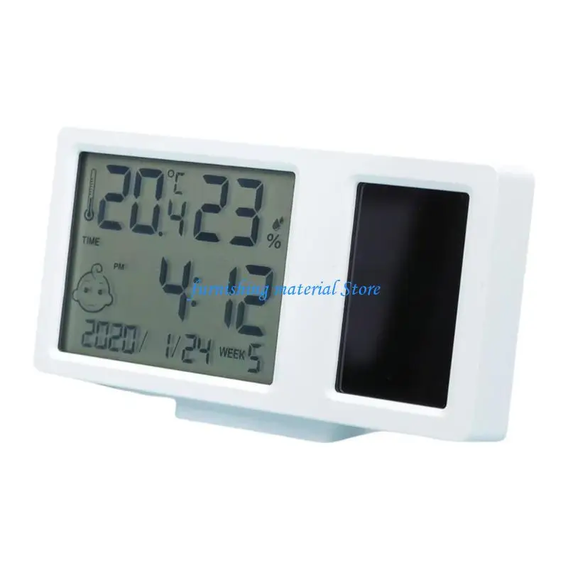 Y5GD Indoor Desktop Thermometers Hygrometer with Time Date Week Display Solar Powered