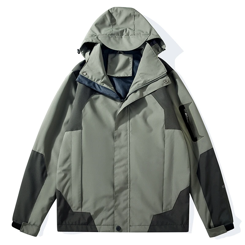 

Single-layer Hiking Jacket Men's Patchwork Hooded Camping Coat Men Color Block Windbreaker Jackets Autumn Outdoor Mountaineering