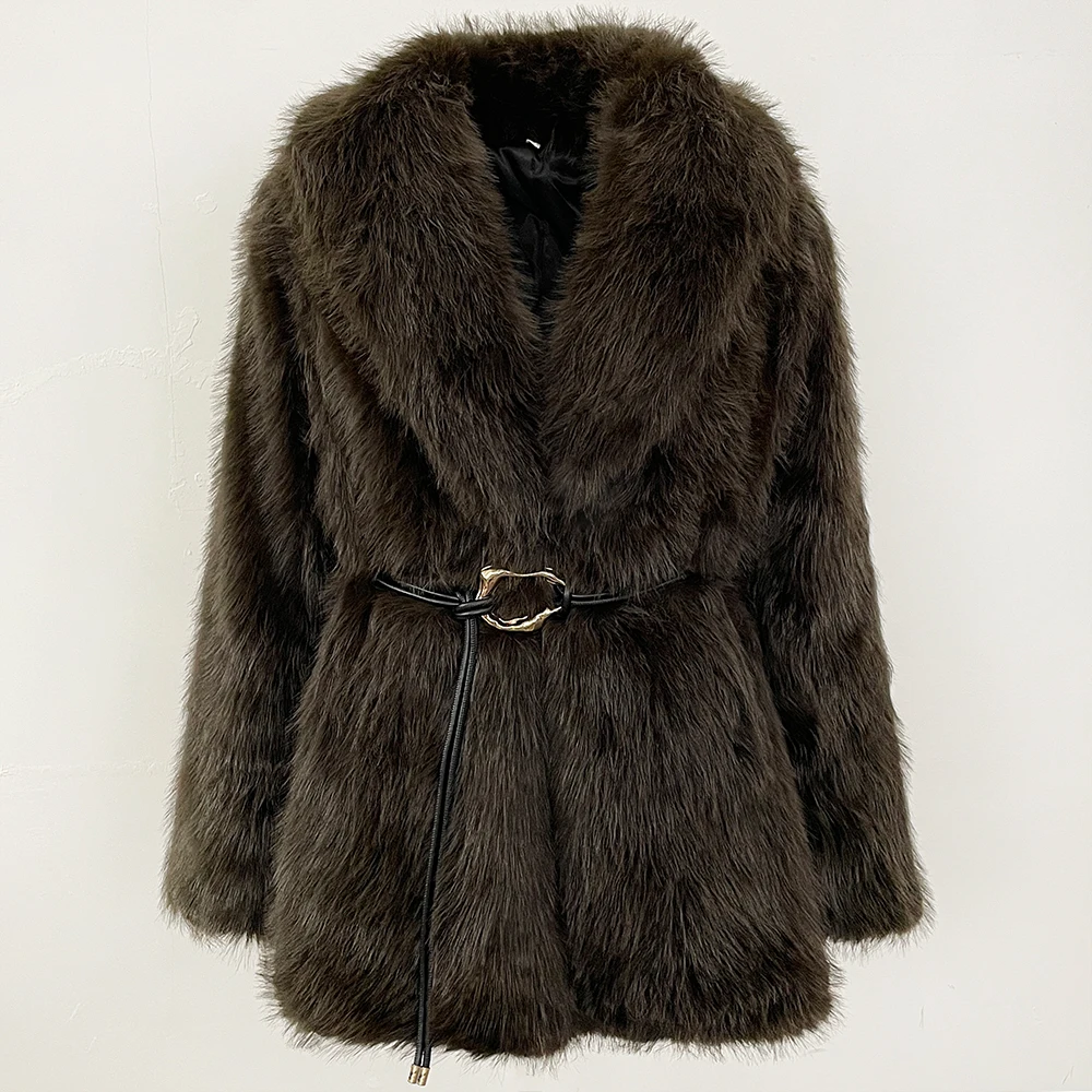 OFTBUY Eco-friendly Fur Women New Autumn Winter Fashion Faux Fur Coat Female Belt Black Fluffy Jacket Fake Fur Outerwear Spring