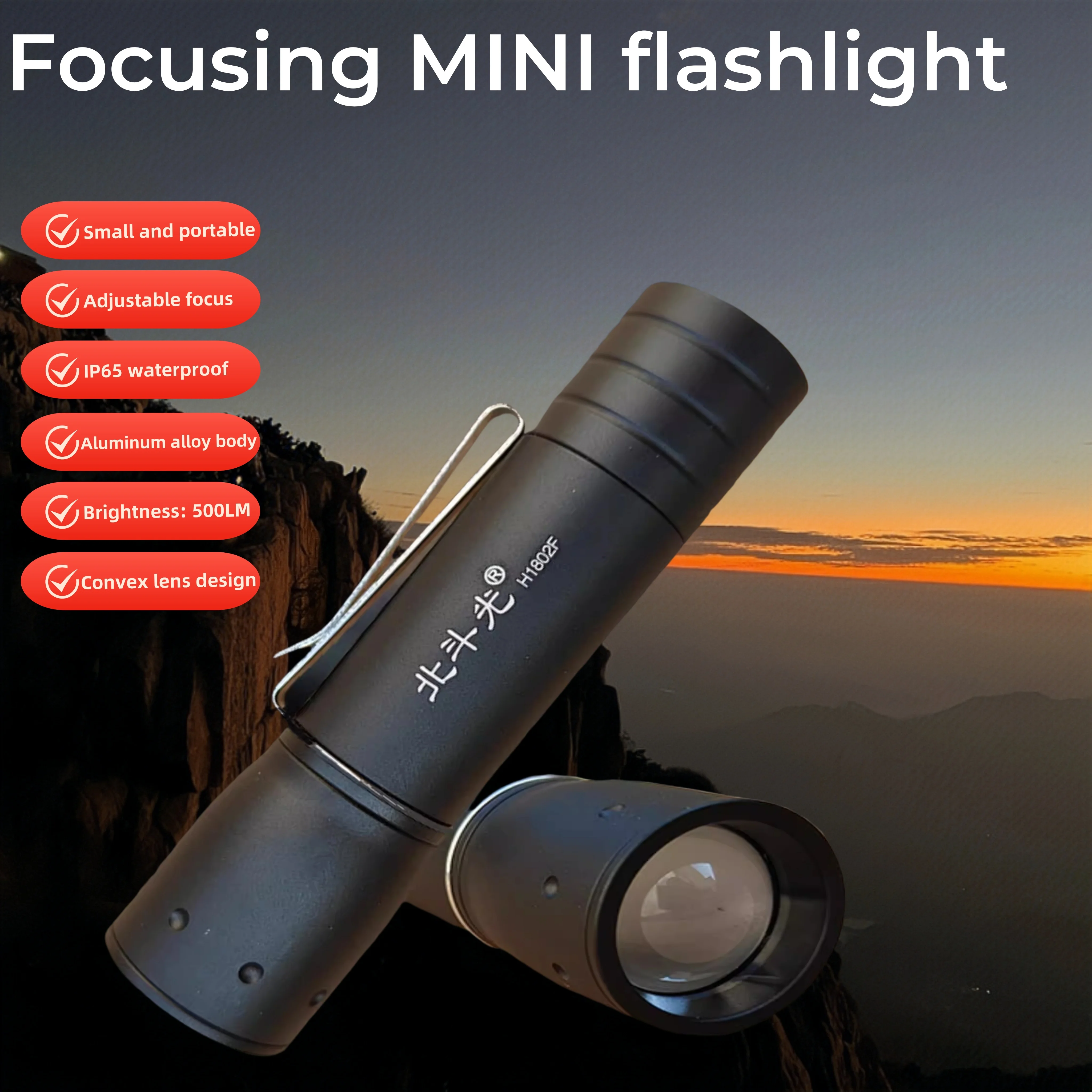 Mini portable Flashlight 2025 New Design Super bright  14500 Li-ion battery focusable torch for camping outdoor hiking emergency