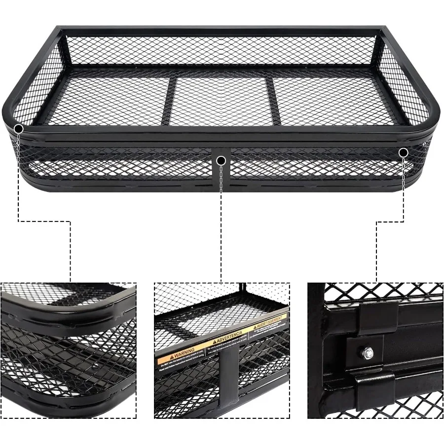 Robuster ATV-Gepäckkorb vorne, 17 B x 36 L x 6 H, Regale und Körbe mit Stahlgeflechtoberfläche, inklusive Montagesatz, ATV-Aufbewahrung