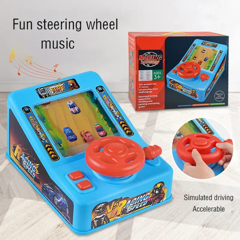 Children's Steering Wheel Simulation Driving Puzzle Electric Tabletop Game Console To Avoid Racing And Adventure Levels