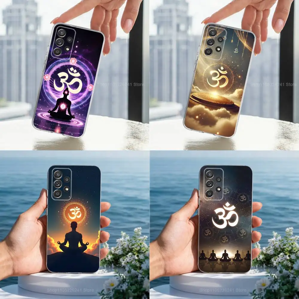 Indian Yoga A-Aum O-Om para Samsung A51,71,30,S10,9,20,Ultra,FE,Lite, S23,21,22,PIus,transparente,funda de silicona para teléfono