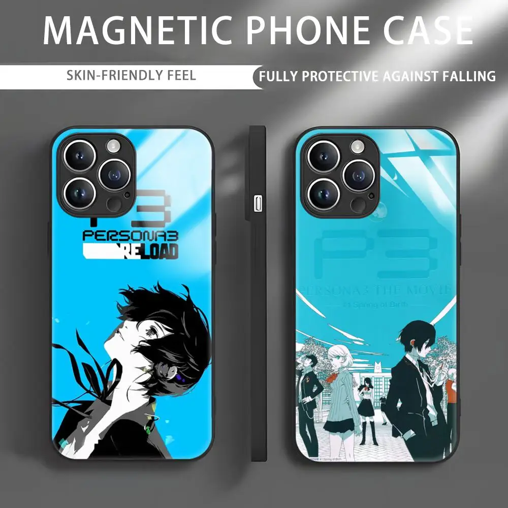 game persona 3 r-reload Phone Case For iPhone 15 14 13 12 11 X XR XS XSMAX 8 7 Plus Mini Pro Max Glass Magnetic Phone Case