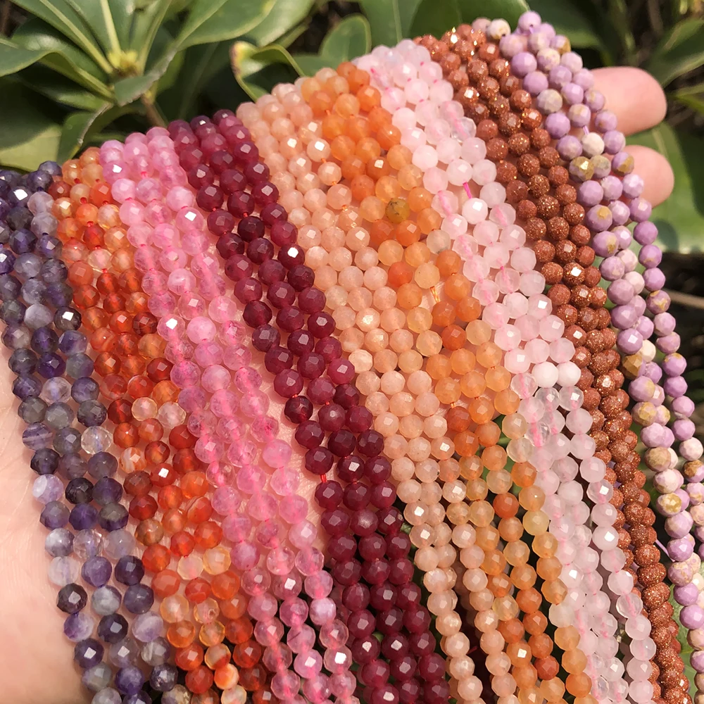 2 3 4mm Natural Faceted Red Garnet Tourmaline Rubys Stone Fine Gemstone Loose Beads DIY Accessories for Jewelry Bracelet Making